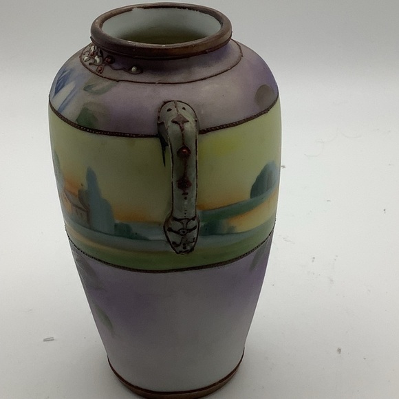 Antique Nippon 6” Hand Painted Purple Vase - Picture 9 of 13